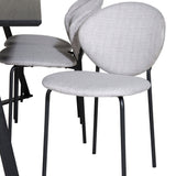 Jídelní stůl Marina - Černá deska / Černé nohy + Jídelní židle Vault - Černé nohy - Šedá látka_6