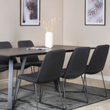 Jídelní stůl Marina - Černá deska / Černé nohy + Jídelní židle Muce - Černé nohy - Černá látka_6