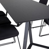 Jídelní stůl Marina - Černá deska / Černé nohy + Jídelní židle Muce - Černé nohy - Černá látka_6