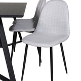 Jídelní stůl Marina - černá deska / černé nohy + jídelní židle Polar - černé nohy - světle šedá látka_6