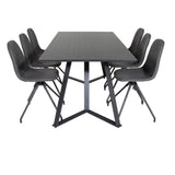 Jídelní stůl Marina - Černá deska / černé nohy + Jídelní židle Polar s funkcí Spin - černá Nohy - Černá PU - Black Stitches_6