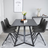 Jídelní stůl Marina - Černá deska / černé nohy + Jídelní židle Polar s funkcí Spin - černá Nohy - Černá PU - Black Stitches_6
