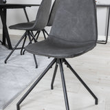 Jídelní stůl Marina - Černá deska / černé nohy + Jídelní židle Polar s funkcí Spin - černá Nohy - Černá PU - Black Stitches_6