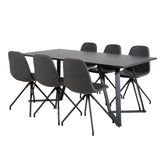 Jídelní stůl Marina - Černá deska / černé nohy + Jídelní židle Polar s funkcí Spin - černá Nohy - Černá PU - Black Stitches_6