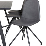 Jídelní stůl Marina - Černá deska / černé nohy + Jídelní židle Polar s funkcí Spin - černá Nohy - Černá PU - Black Stitches_6