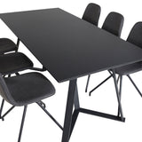 Jídelní stůl Marina - Černá deska / černé nohy + Jídelní židle Polar s funkcí Spin - černá Nohy - Černá PU - Black Stitches_6