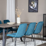 Jídelní stůl Marina - 180*90*H75 - Šedá / Černá + Muce Jídelní židle - Černé nohy - Modrá Velvet_6