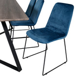 Jídelní stůl Marina - 180*90*H75 - Šedá / Černá + Muce Jídelní židle - Černé nohy - Modrá Velvet_6