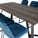 Jídelní stůl Marina - 180*90*H75 - Šedá / Černá + Muce Jídelní židle - Černé nohy - Modrá Velvet_6