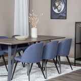 Jídelní stůl Marina - 180*90*H75 - Šedá / Černá + Sametová jídelní židle - Černé nohy - Modrá látka_6