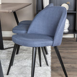 Jídelní stůl Marina - 180*90*H75 - Šedá / Černá + Sametová jídelní židle - Černé nohy - Modrá látka_6