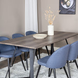 Jídelní stůl Marina - 180*90*H75 - Šedá / Černá + Sametová jídelní židle - Černé nohy - Modrá látka_6