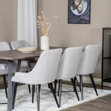 Jídelní stůl Marina - 180*90*H75 - Šedá / Černá+Plaza Jídelní židle - Černé nohy - Světle šedá Fabric_6