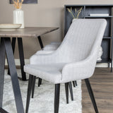 Jídelní stůl Marina - 180*90*H75 - Šedá / Černá+Plaza Jídelní židle - Černé nohy - Světle šedá Fabric_6