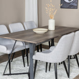 Jídelní stůl Marina - 180*90*H75 - Šedá / Černá+Plaza Jídelní židle - Černé nohy - Světle šedá Fabric_6