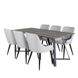 Jídelní stůl Marina - 180*90*H75 - Šedá / Černá+Plaza Jídelní židle - Černé nohy - Světle šedá Fabric_6