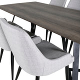Jídelní stůl Marina - 180*90*H75 - Šedá / Černá+Plaza Jídelní židle - Černé nohy - Světle šedá Fabric_6