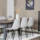 Jídelní stůl Marina - 180*90*H75 - Šedá / Černá + Polar Diamond Jídelní židle - Černé nohy - Šedá látka_6