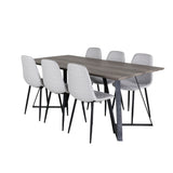 Jídelní stůl Marina - 180*90*H75 - Šedá / Černá + Polar Diamond Jídelní židle - Černé nohy - Šedá látka_6