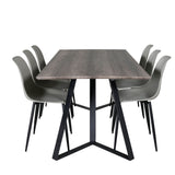 Jídelní stůl Marina - 180*90*H75 - Šedá / Černá+Polar Plastová jídelní židle - Černé nohy / Šedá Plast_6