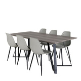 Jídelní stůl Marina - 180*90*H75 - Šedá / Černá+Polar Plastová jídelní židle - Černé nohy / Šedá Plast_6