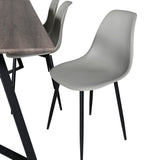 Jídelní stůl Marina - 180*90*H75 - Šedá / Černá+Polar Plastová jídelní židle - Černé nohy / Šedá Plast_6
