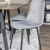 Jídelní stůl Marina - 180*90*H75 - Šedá / Černá + Polar Diamond Jídelní židle - Černé nohy - Šedá Velvet_6