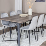 Jídelní stůl Marina - 180*90*H75 - Šedá / Černá + Polar Diamond Jídelní židle - Černé nohy - Šedá Velvet_6