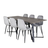 Jídelní stůl Marina - 180*90*H75 - Šedá / Černá + Polar Diamond Jídelní židle - Černé nohy - Šedá Velvet_6