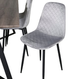 Jídelní stůl Marina - 180*90*H75 - Šedá / Černá + Polar Diamond Jídelní židle - Černé nohy - Šedá Velvet_6