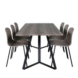 Jídelní stůl Marina - 180*90*H75 - Šedá / Černá+Arktická jídelní židle - Černé nohy - Khaki Plast_6