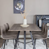 Jídelní stůl Marina - 180*90*H75 - Šedá / Černá+Arktická jídelní židle - Černé nohy - Khaki Plast_6