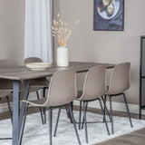 Jídelní stůl Marina - 180*90*H75 - Šedá / Černá+Arktická jídelní židle - Černé nohy - Khaki Plast_6