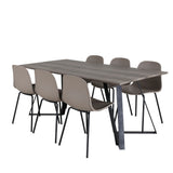 Jídelní stůl Marina - 180*90*H75 - Šedá / Černá+Arktická jídelní židle - Černé nohy - Khaki Plast_6