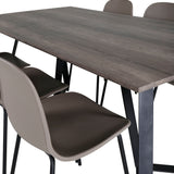 Jídelní stůl Marina - 180*90*H75 - Šedá / Černá+Arktická jídelní židle - Černé nohy - Khaki Plast_6