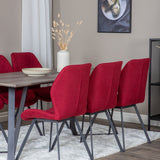 Jídelní stůl Marina - 180*90*H75 - Šedá / Černá + Jídelní židle Gemma - Černé nohy - Červená látka_6