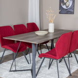 Jídelní stůl Marina - 180*90*H75 - Šedá / Černá + Jídelní židle Gemma - Černé nohy - Červená látka_6