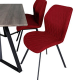 Jídelní stůl Marina - 180*90*H75 - Šedá / Černá + Jídelní židle Gemma - Černé nohy - Červená látka_6
