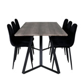 Jídelní stůl Marina - 180*90*H75 - Šedá / Černá + Polar Diamond Jídelní židle - Černé nohy - Black Velvet_6