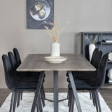 Jídelní stůl Marina - 180*90*H75 - Šedá / Černá + Polar Diamond Jídelní židle - Černé nohy - Black Velvet_6