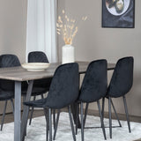 Jídelní stůl Marina - 180*90*H75 - Šedá / Černá + Polar Diamond Jídelní židle - Černé nohy - Black Velvet_6