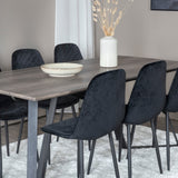 Jídelní stůl Marina - 180*90*H75 - Šedá / Černá + Polar Diamond Jídelní židle - Černé nohy - Black Velvet_6