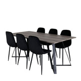 Jídelní stůl Marina - 180*90*H75 - Šedá / Černá + Polar Diamond Jídelní židle - Černé nohy - Black Velvet_6