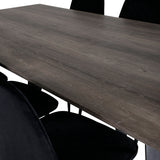 Jídelní stůl Marina - 180*90*H75 - Šedá / Černá + Polar Diamond Jídelní židle - Černé nohy - Black Velvet_6