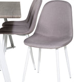 Jídelní stůl Marina - šedý "dub" / bílé nohy + židle Polar - šedá látka Bílé nohy _6