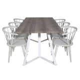 Jídelní stůl Marina - šedý "dub" / bílé nohy + jídelní židle Bobby Windsor - Grey_6