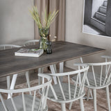 Jídelní stůl Marina - šedý "dub" / bílé nohy + jídelní židle Bobby Windsor - Grey_6