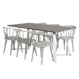 Jídelní stůl Marina - šedý "dub" / bílé nohy + jídelní židle Bobby Windsor - Grey_6