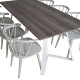 Jídelní stůl Marina - šedý "dub" / bílé nohy + jídelní židle Bobby Windsor - Grey_6