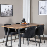 Jídelní stůl Inca - 160/200*85*H75 - Dub / Černá+Wrinkles Jídelní židle - Černé nohy - Black Velvet_4